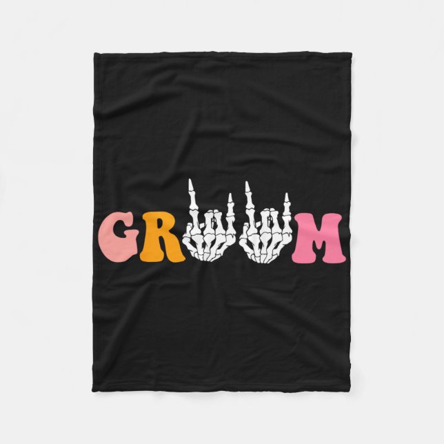 Halloween Groom Bride Skeleton Hand Wedding Bachel Fleece Blanket (Front)