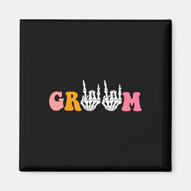 Halloween Groom Bride Skeleton Hand Wedding Bachel Magnet (Front)