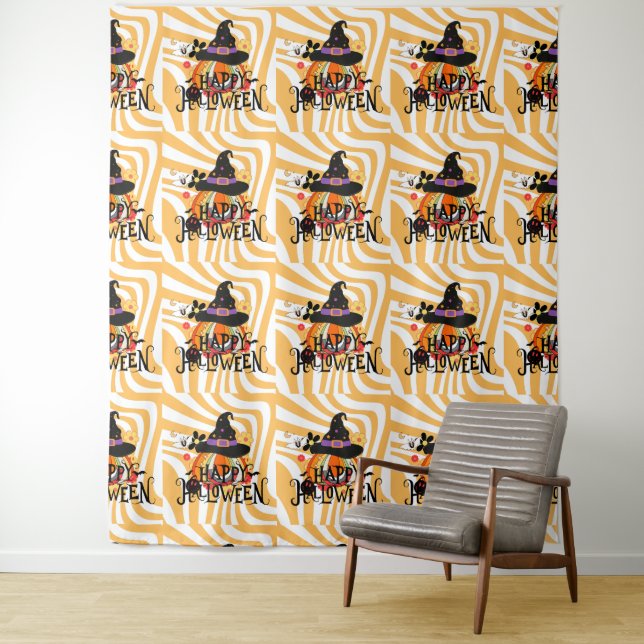 Halloween Groovy Retro Tapestry (In Situ)