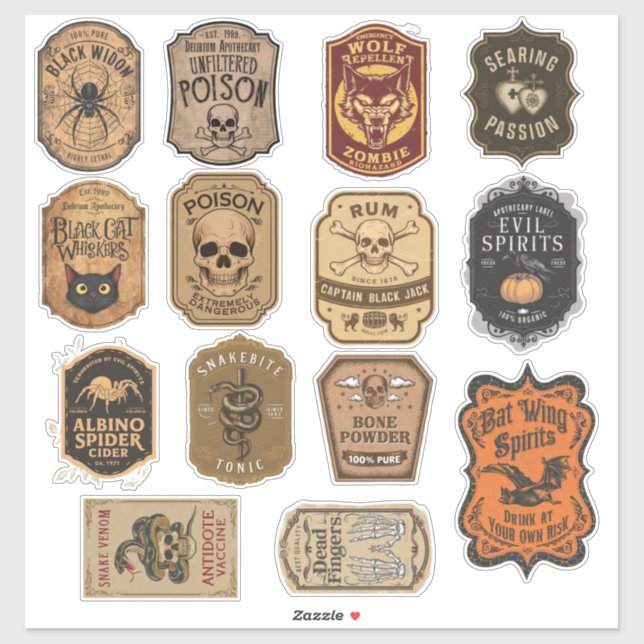 Halloween Group Of 14 Magic Potion Bottle (Sheet)