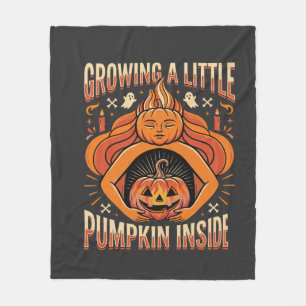 Halloween Growing a Little Pumpkin Inside Pregnanc Fleece Blanket