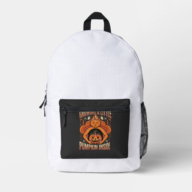 Halloween Growing a Little Pumpkin Inside Pregnanc Printed Backpack (Front)