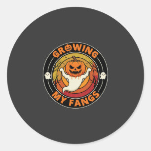 Halloween Growing My Fangs Ghost Pumpkin Classic Round Sticker
