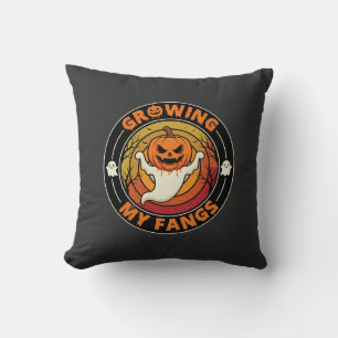 Halloween Growing My Fangs Ghost Pumpkin Cushion