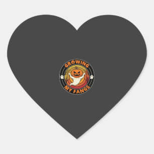 Halloween Growing My Fangs Ghost Pumpkin Heart Sticker