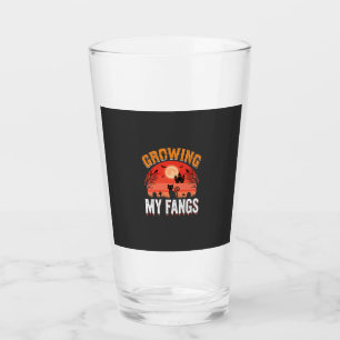 Halloween Growing My Fangs Haunted Cat Glass