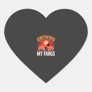Halloween Growing My Fangs Haunted Cat Heart Sticker
