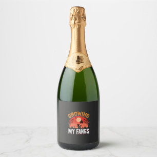 Halloween Growing My Fangs Haunted Cat Sparkling Wine Label