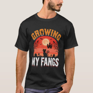 Halloween Growing My Fangs Haunted Cat T-Shirt