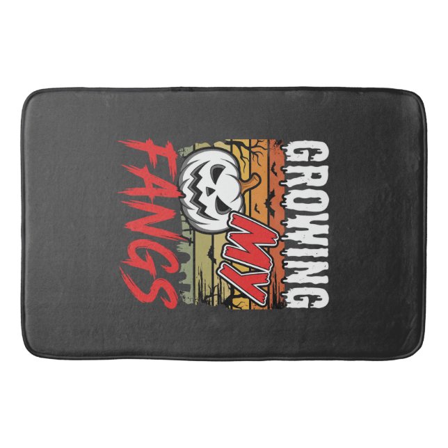 Halloween Growing My Fangs Vampire Pumpkin Bath Mat (Front)