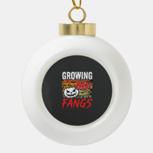 Halloween Growing My Fangs Vampire Pumpkin Ceramic Ball Christmas Ornament