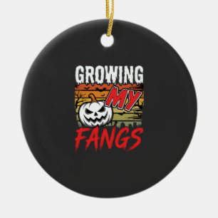 Halloween Growing My Fangs Vampire Pumpkin Ceramic Tree Decoration