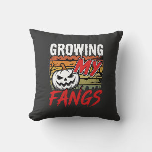 Halloween Growing My Fangs Vampire Pumpkin Cushion