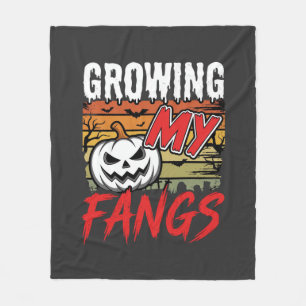 Halloween Growing My Fangs Vampire Pumpkin Fleece Blanket