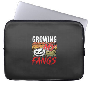 Halloween Growing My Fangs Vampire Pumpkin Laptop Sleeve