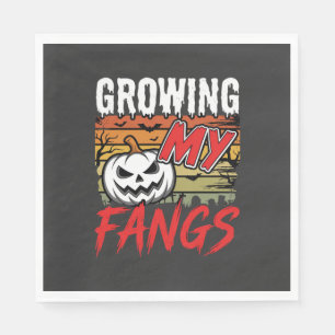 Halloween Growing My Fangs Vampire Pumpkin Napkin