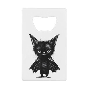 Halloween Grumpy Black Kitten In Bat Costume
