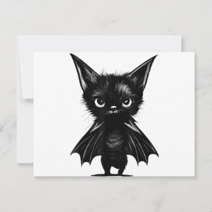 Halloween Grumpy Black Kitten In Bat Costume Save The Date