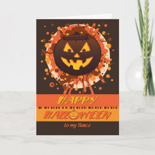 Halloween Grunge Pumpkin, for Fiance - Funny Card