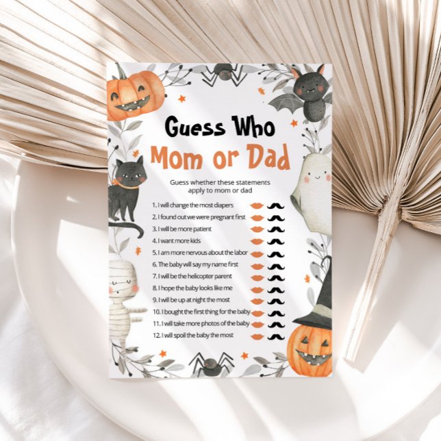 Halloween Guess Who Mum or Dad Baby Shower Game Invitation (Creator Uploaded)