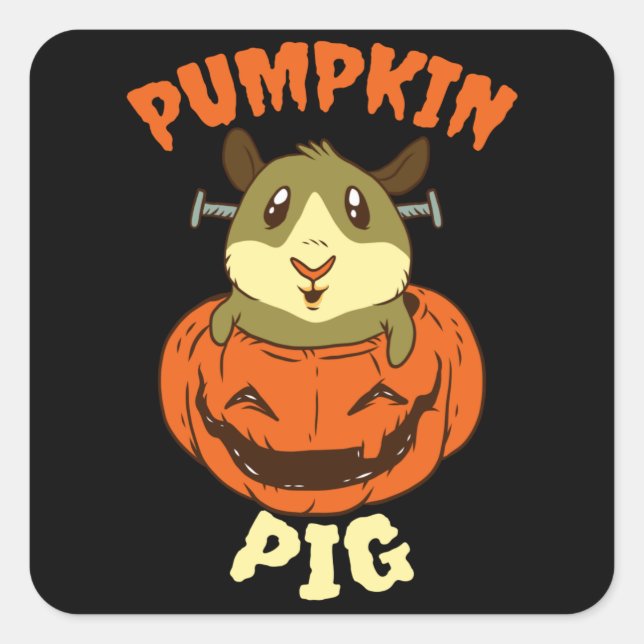 Halloween Guinea Pig Pumpkin Square Sticker (Front)