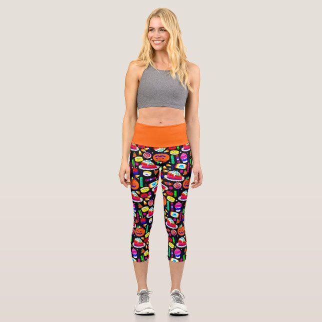 halloween gummy candy corn cake capri leggings (Front)