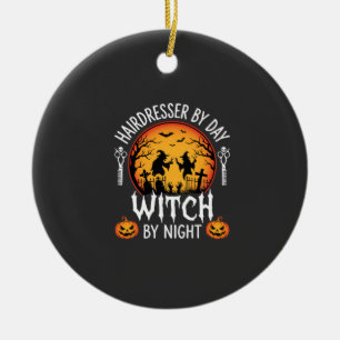 Halloween Hairdresser by Day Witch by Night Ceramic Tree Decoration