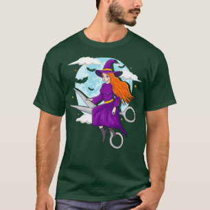 Halloween Hairdresser Salon Witch Scissor Hairstyl T-Shirt