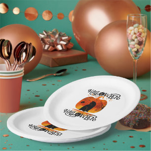 HALLOWEEN HALLOWEEN CAT BLACK PUMPKIN PAPER PLATE