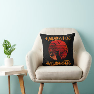 HALLOWEEN HALLOWEEN CAT BLACK SCARY BATS CUSHION