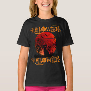 HALLOWEEN HALLOWEEN CAT BLACK SCARY BATS T-Shirt