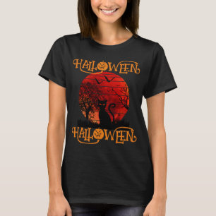 HALLOWEEN HALLOWEEN CAT BLACK SCARY BATS T-Shirt