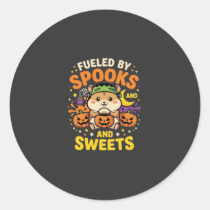 Halloween Hamster Fuelled By Spooks And Sweets_1 Classic Round Sticker