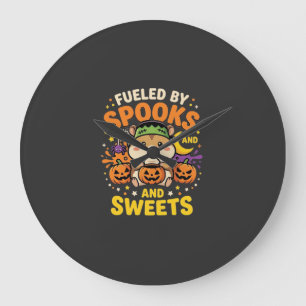 Halloween Hamster Fuelled By Spooks And Sweets_1 Large Clock