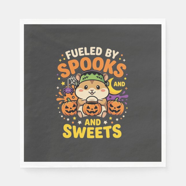 Halloween Hamster Fuelled By Spooks And Sweets_1 Napkin (Front)