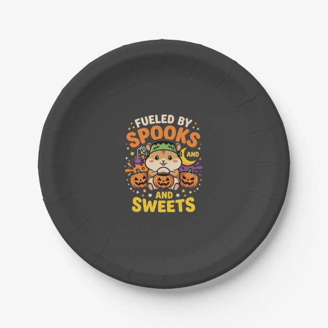 Halloween Hamster Fuelled By Spooks And Sweets_1 Paper Plate (Front)