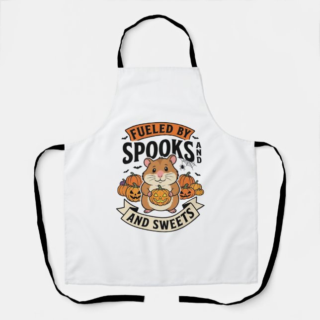 Halloween Hamster Fuelled By Spooks Funny Cute_1 Apron (Front)