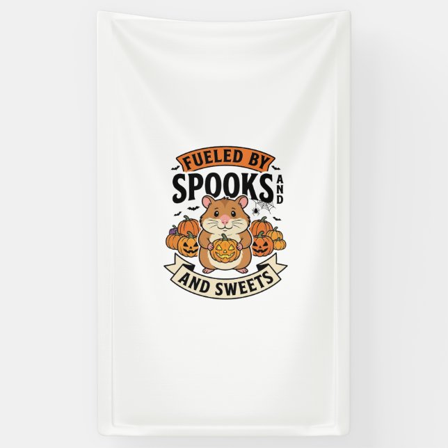 Halloween Hamster Fuelled By Spooks Funny Cute_1 Banner (Vertical)