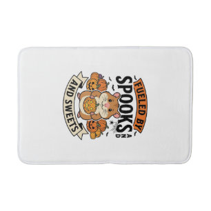 Halloween Hamster Fuelled By Spooks Funny Cute_1 Bath Mat