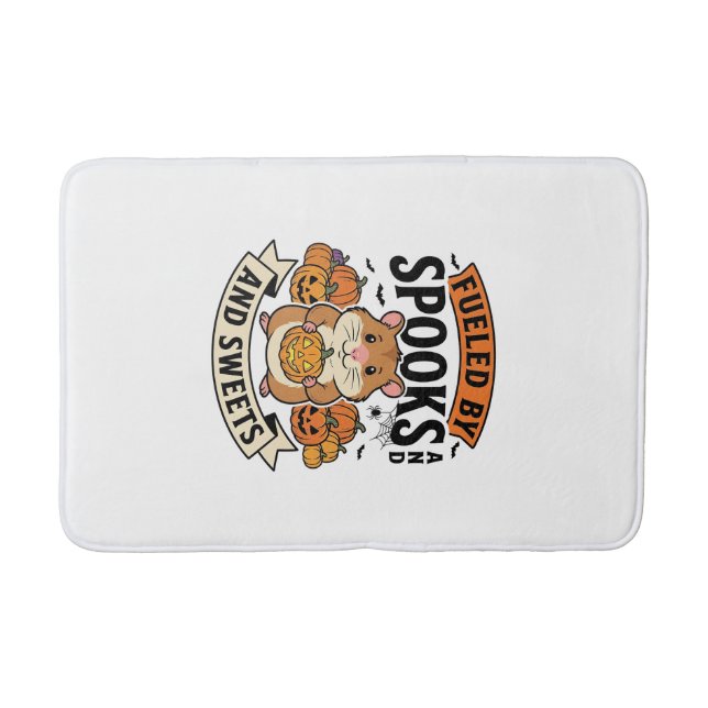 Halloween Hamster Fuelled By Spooks Funny Cute_1 Bath Mat (Front)