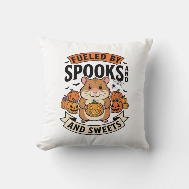 Halloween Hamster Fuelled By Spooks Funny Cute_1 Cushion (Front)