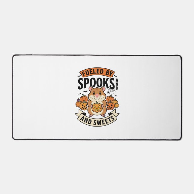 Halloween Hamster Fuelled By Spooks Funny Cute_1 Desk Mat (Front)