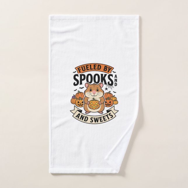 Halloween Hamster Fuelled By Spooks Funny Cute_1 Hand Towel (Hand Towel)