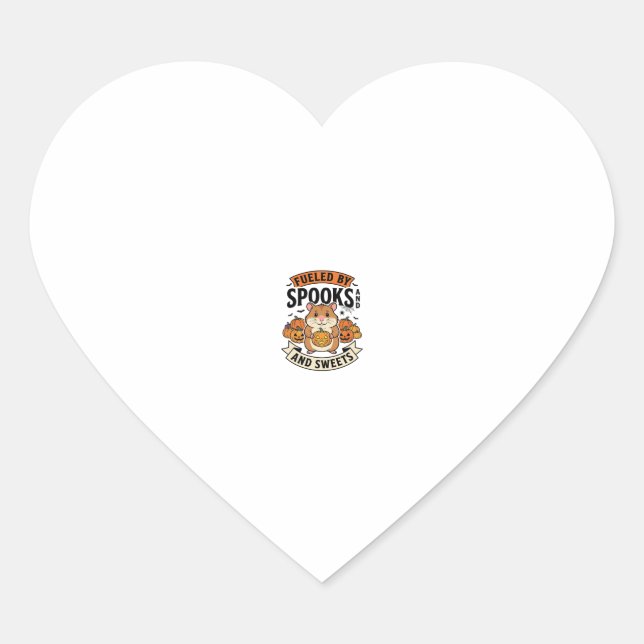 Halloween Hamster Fuelled By Spooks Funny Cute_1 Heart Sticker (Front)