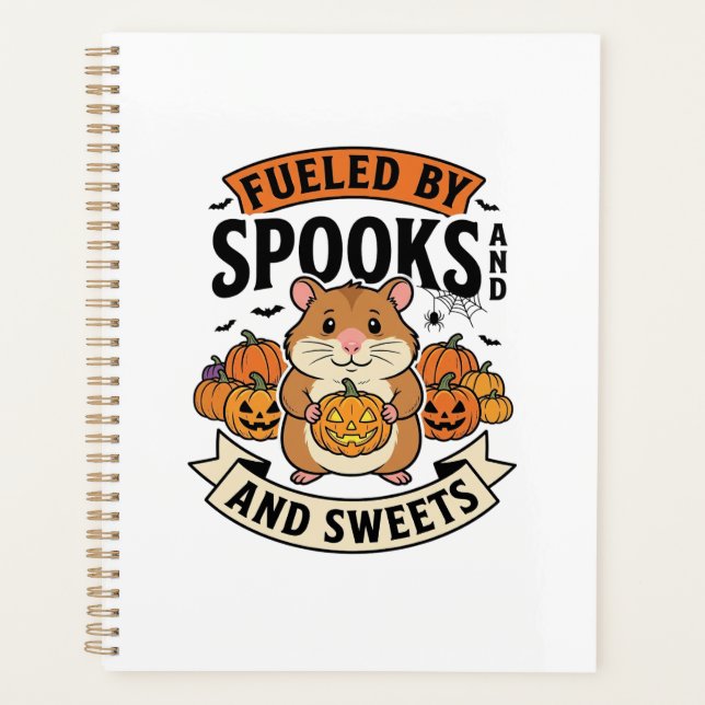 Halloween Hamster Fuelled By Spooks Funny Cute_1 Planner (Front)