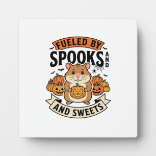 Halloween Hamster Fuelled By Spooks Funny Cute_1 Plaque
