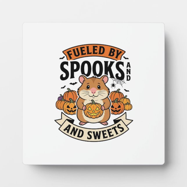 Halloween Hamster Fuelled By Spooks Funny Cute_1 Plaque (Front)