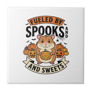 Halloween Hamster Fuelled By Spooks Funny Cute_1 Tile