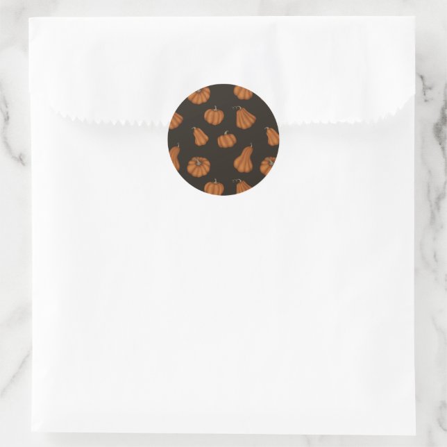 halloween hand draw pumpkins classic round sticker (Bag)