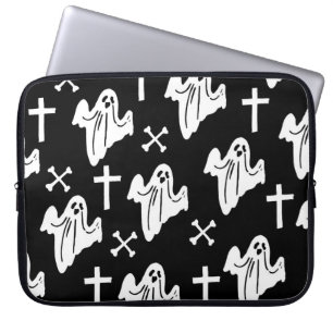 Halloween Hand Drawn Pattern Background Laptop Sleeve